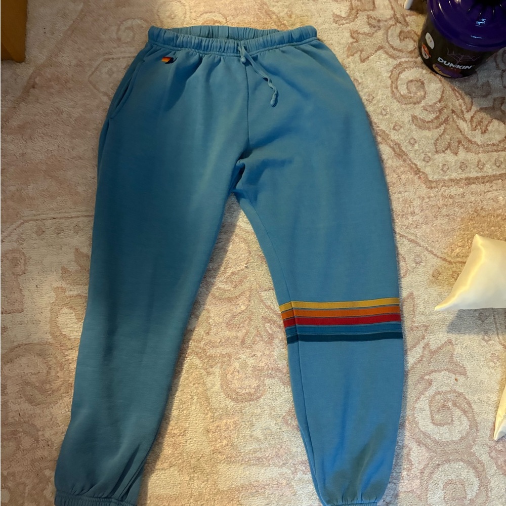 Aviator Nation Blue Joggers with Multicolor Stripe